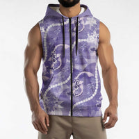 Japanese Koi Fish Sleeveless Zip Hoodie Purple Wagara Palaka Honohono Pikake Lei LT9 - Polynesian Pride
