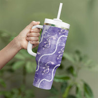 Japanese Koi Fish Tumbler With Handle Purple Wagara Palaka Honohono Pikake Lei LT9 - Polynesian Pride