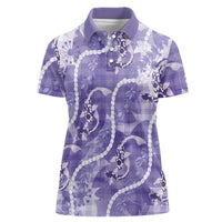 Japanese Koi Fish Women Polo Shirt Purple Wagara Palaka Honohono Pikake Lei LT9 Female Purple - Polynesian Pride