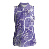 Japanese Koi Fish Women Sleeveless Polo Shirt Purple Wagara Palaka Honohono Pikake Lei LT9 Female Purple - Polynesian Pride