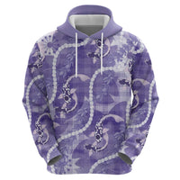Japanese Koi Fish Zip Hoodie Purple Wagara Palaka Honohono Pikake Lei LT9 - Polynesian Pride