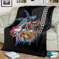 Personalized Japanese Koi Fish Ramen Blanket Aloha Shark Kakau Pattern
