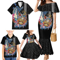 Personalized Japanese Koi Fish Ramen Family Matching Mermaid Dress and Hawaiian Shirt Aloha Shark Kakau Pattern LT9 - Polynesian Pride