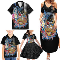 Personalized Japanese Koi Fish Ramen Family Matching Summer Maxi Dress and Hawaiian Shirt Aloha Shark Kakau Pattern LT9 - Polynesian Pride