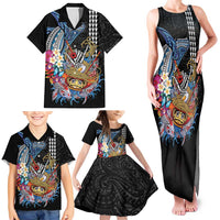 Personalized Japanese Koi Fish Ramen Family Matching Tank Maxi Dress and Hawaiian Shirt Aloha Shark Kakau Pattern LT9 - Polynesian Pride