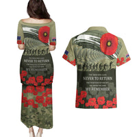 ANZAC Day We Remember Couples Matching Puletasi and Hawaiian Shirt Maori Silver Fern Camouflage Motif LT9 - Polynesian Pride