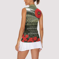 ANZAC Day We Remember Women Sleeveless Polo Shirt Maori Silver Fern Camouflage Motif LT9 - Polynesian Pride