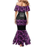 ANZAC Day Remembrance Family Matching Mermaid Dress and Hawaiian Shirt Purple Poppy We Will Remember Them LT9 - Polynesian Pride