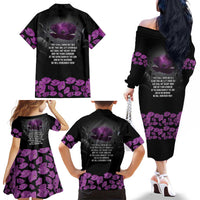 ANZAC Day Remembrance Family Matching Off The Shoulder Long Sleeve Dress and Hawaiian Shirt Purple Poppy We Will Remember Them LT9 - Polynesian Pride
