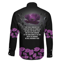 ANZAC Day Remembrance Family Matching Off Shoulder Short Dress and Hawaiian Shirt Purple Poppy We Will Remember Them LT9 - Polynesian Pride