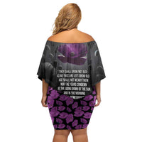ANZAC Day Remembrance Family Matching Off Shoulder Short Dress and Hawaiian Shirt Purple Poppy We Will Remember Them LT9 - Polynesian Pride