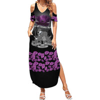 ANZAC Day Remembrance Family Matching Summer Maxi Dress and Hawaiian Shirt Purple Poppy We Will Remember Them LT9 Mom's Dress Purple - Polynesian Pride