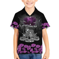 ANZAC Day Remembrance Family Matching Summer Maxi Dress and Hawaiian Shirt Purple Poppy We Will Remember Them LT9 Son's Shirt Purple - Polynesian Pride