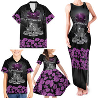 ANZAC Day Remembrance Family Matching Tank Maxi Dress and Hawaiian Shirt Purple Poppy We Will Remember Them LT9 - Polynesian Pride