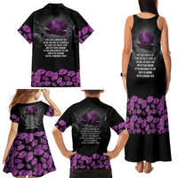 ANZAC Day Remembrance Family Matching Tank Maxi Dress and Hawaiian Shirt Purple Poppy We Will Remember Them LT9 - Polynesian Pride
