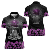 ANZAC Day Remembrance Women Polo Shirt Purple Poppy We Will Remember Them