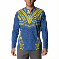 Custom Oceania Football Solomon Kings Button Sweatshirt Polynesian Tribal Pattern