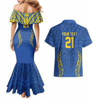 Custom Oceania Football Solomon Kings Couples Matching Mermaid Dress and Hawaiian Shirt Polynesian Tribal Pattern LT9 - Polynesian Pride