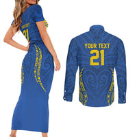 Custom Oceania Football Solomon Kings Couples Matching Short Sleeve Bodycon Dress and Long Sleeve Button Shirt Polynesian Tribal Pattern LT9 - Polynesian Pride
