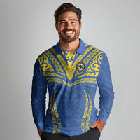 Custom Oceania Football Solomon Kings Long Sleeve Polo Shirt Polynesian Tribal Pattern