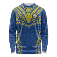 Custom Oceania Football Solomon Kings Long Sleeve Shirt Polynesian Tribal Pattern