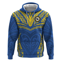 Custom Oceania Football Solomon Kings Zip Hoodie Polynesian Tribal Pattern
