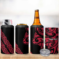 All Black Maori Tribal Tattoo Personalised 4 in 1 Can Cooler Tumbler Classic Red Polynesian Style LT9 - Polynesian Pride