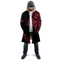 All Black Maori Tribal Tattoo Personalised Cloak Classic Red Polynesian Style - Polynesian Pride