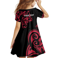 All Black Maori Tribal Tattoo Personalised Family Matching Off The Shoulder Long Sleeve Dress and Hawaiian Shirt Classic Red Polynesian Style LT9 - Polynesian Pride