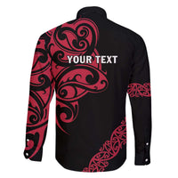 All Black Maori Tribal Tattoo Personalised Family Matching Off The Shoulder Long Sleeve Dress and Hawaiian Shirt Classic Red Polynesian Style LT9 - Polynesian Pride