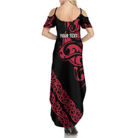 All Black Maori Tribal Tattoo Personalised Family Matching Summer Maxi Dress and Hawaiian Shirt Classic Red Polynesian Style LT9 - Polynesian Pride