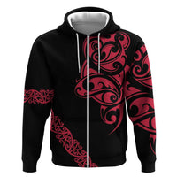 All Black Maori Tribal Tattoo Personalised Hoodie Classic Red Polynesian Style - Polynesian Pride