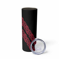 All Black Maori Tribal Tattoo Personalised Skinny Tumbler Classic Red Polynesian Style LT9 - Polynesian Pride