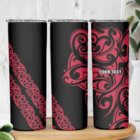All Black Maori Tribal Tattoo Personalised Skinny Tumbler Classic Red Polynesian Style LT9 - Polynesian Pride