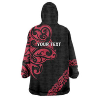 All Black Maori Tribal Tattoo Personalised Wearable Blanket Hoodie Classic Red Polynesian Style LT9 - Polynesian Pride