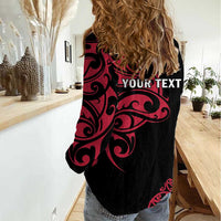 All Black Maori Tribal Tattoo Personalised Women Casual Shirt Classic Red Polynesian Style LT9 - Polynesian Pride