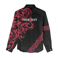 All Black Maori Tribal Tattoo Personalised Women Casual Shirt Classic Red Polynesian Style LT9 - Polynesian Pride