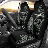 All Black Maori Tribal Tattoo Personalised Car Seat Cover Moss Green Polynesian Style - Polynesian Pride