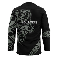 All Black Maori Tribal Tattoo Personalised Hockey Jersey Moss Green Polynesian Style - Polynesian Pride