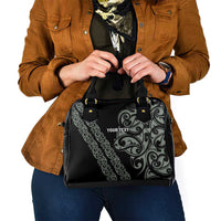 All Black Maori Tribal Tattoo Personalised Shoulder Handbag Moss Green Polynesian Style - Polynesian Pride