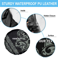 All Black Maori Tribal Tattoo Personalised Spare Tire Cover Moss Green Polynesian Style - Polynesian Pride
