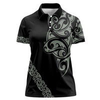 All Black Maori Tribal Tattoo Personalised Women Polo Shirt Moss Green Polynesian Style LT9 Female Green - Polynesian Pride