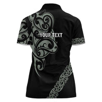 All Black Maori Tribal Tattoo Personalised Women Polo Shirt Moss Green Polynesian Style LT9 - Polynesian Pride