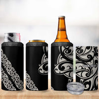 All Black Maori Tribal Tattoo Personalised 4 in 1 Can Cooler Tumbler Stone Gray Polynesian Style LT9 - Polynesian Pride