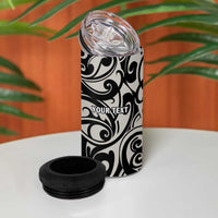 All Black Maori Tribal Tattoo Personalised 4 in 1 Can Cooler Tumbler Stone Gray Polynesian Style LT9 - Polynesian Pride
