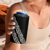 All Black Maori Tribal Tattoo Personalised 4 in 1 Can Cooler Tumbler Stone Gray Polynesian Style LT9 - Polynesian Pride