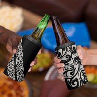 All Black Maori Tribal Tattoo Personalised 4 in 1 Can Cooler Tumbler Stone Gray Polynesian Style LT9 - Polynesian Pride