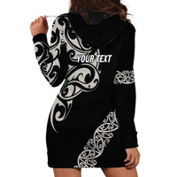 All Black Maori Tribal Tattoo Personalised Hoodie Dress Stone Gray Polynesian Style LT9 - Polynesian Pride