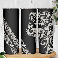 All Black Maori Tribal Tattoo Personalised Skinny Tumbler Stone Gray Polynesian Style LT9 - Polynesian Pride