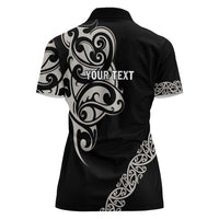 All Black Maori Tribal Tattoo Personalised Women Polo Shirt Stone Gray Polynesian Style LT9 - Polynesian Pride